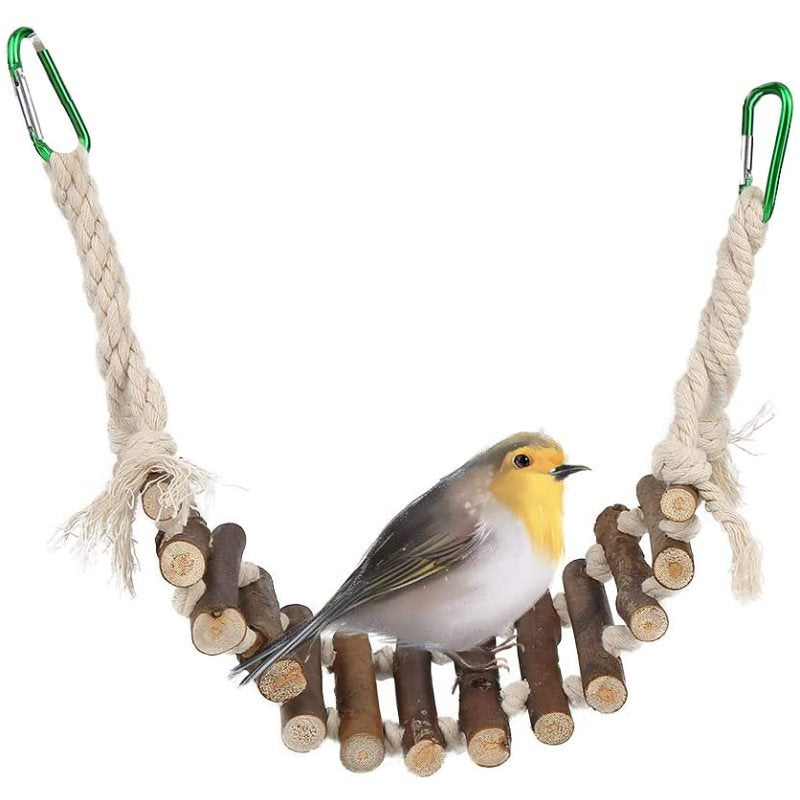 Bird Toys, Bird Cage Swing for Birds and Parrots, Ladders for Bird Cages with Rope Handmade Hanging Bridge Wooden Stand for Small Parakeets Budgie Cockatiels (55 X 10Cm) Animals & Pet Supplies > Pet Supplies > Bird Supplies > Bird Cages & Stands FRUIPAR   