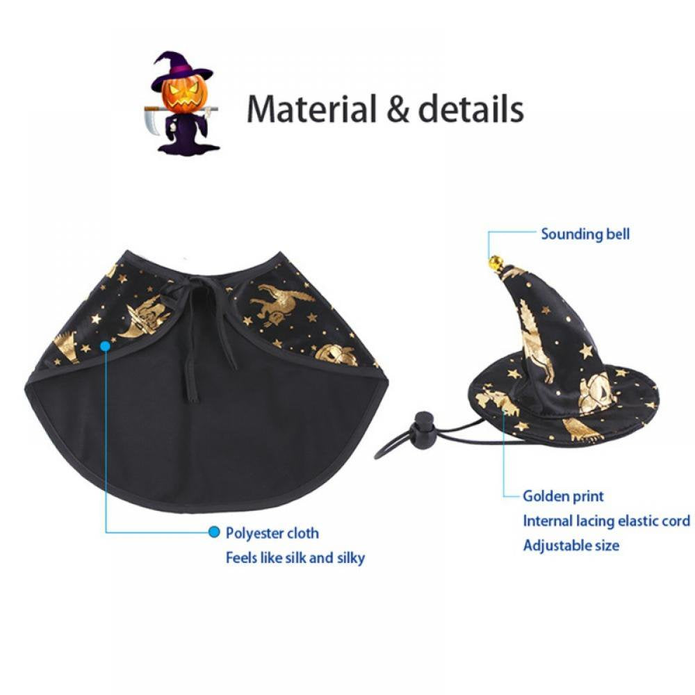 Pet Halloween Costumes Cape with Wizard Hat Dog Cat Halloween Apparels S-L Animals & Pet Supplies > Pet Supplies > Dog Supplies > Dog Apparel Wuffmeow   