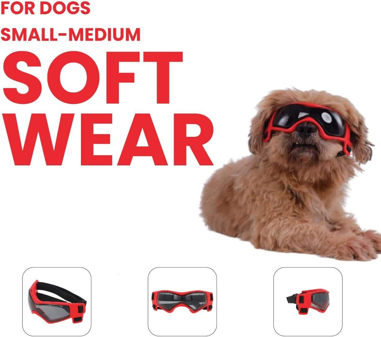 SHAMR Dog Sunglasses Dog Goggles Doggles UV Eye Protection Dog Glasses for Small to Medium Breed, Dust and Water Proof with Soft Frame (Red) Animals & Pet Supplies > Pet Supplies > Dog Supplies > Dog Apparel SHAMR   