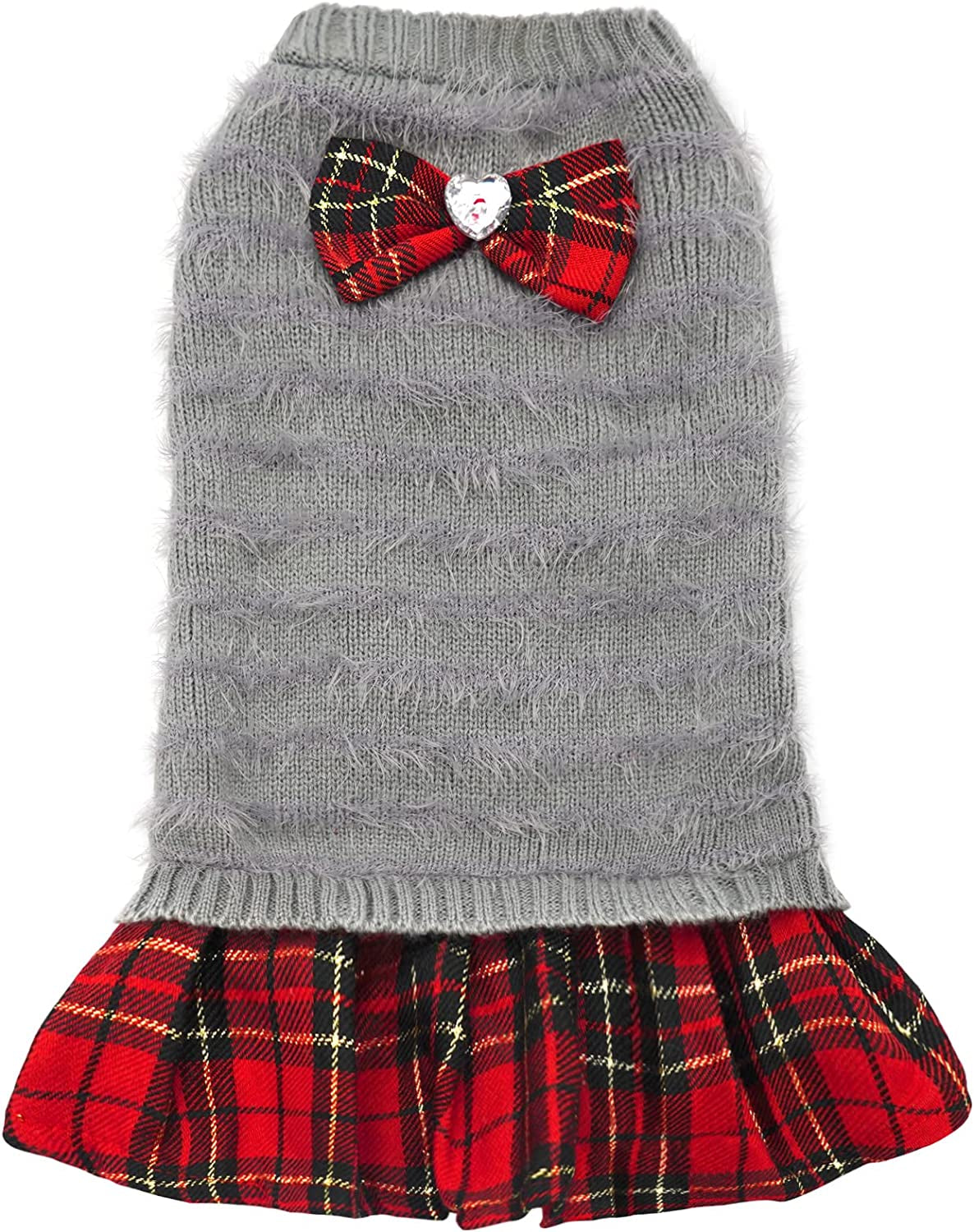 KYEESE Dog Sweaters Dress Turtleneck Medium Dog Sweaters with Bowtie Knit Pullover Warm Dog Clothes, Grey, XXL Animals & Pet Supplies > Pet Supplies > Dog Supplies > Dog Apparel kyeese Grey XL (20-30lbs) 