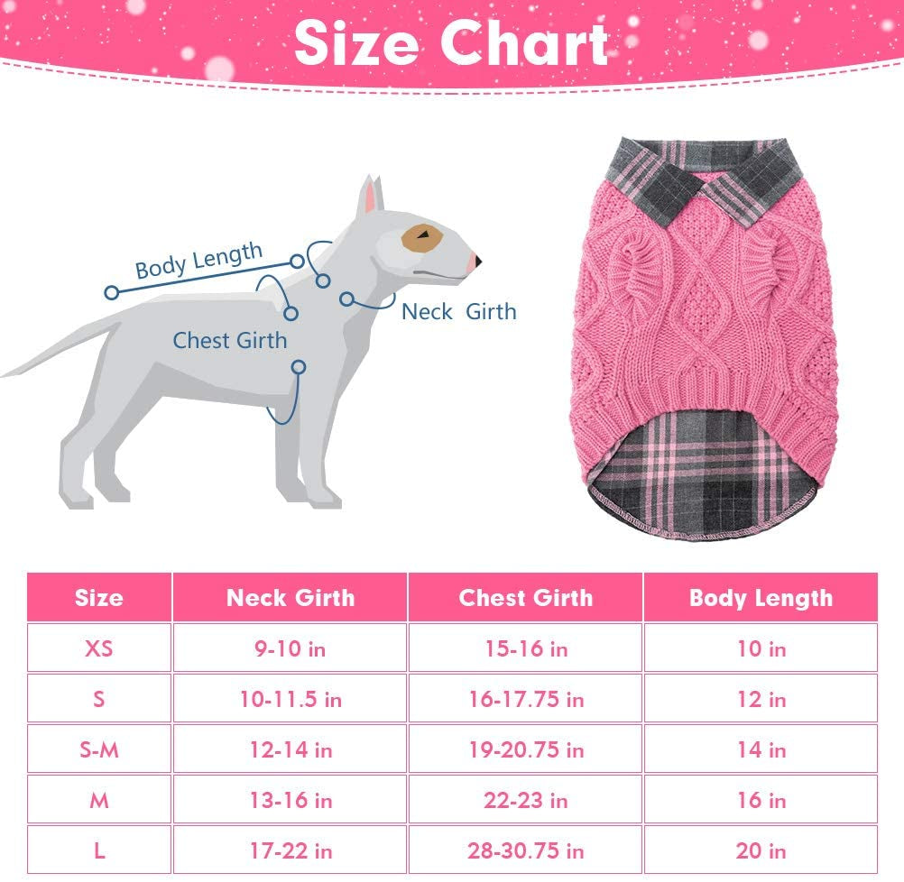 Warm Dog Sweater Winter Clothes - Plaid Patchwork Pet Doggy Knitted Sweaters Comfortable Coats for Cold Weather, Fit for Small Medium Large Dogs Animals & Pet Supplies > Pet Supplies > Dog Supplies > Dog Apparel Homimp   