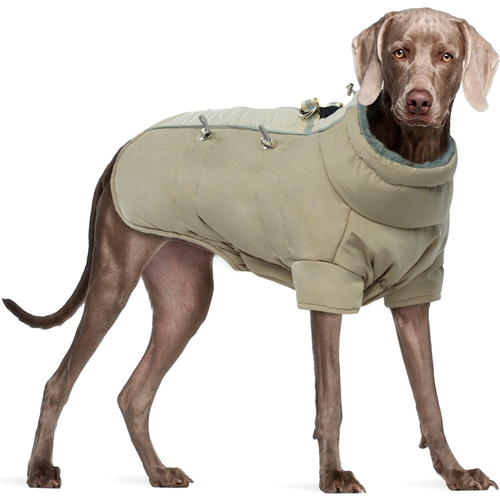 QBLEEV Dog Coat Windproof Cozy Dog Cold Weather Apparel Fleece Lined Winter Warm Dog Jacket Dog Vest for Small Medium and Large Dogs，Reflective Dog Clothes with Leash Hole Animals & Pet Supplies > Pet Supplies > Dog Supplies > Dog Apparel QBLEEV XL  
