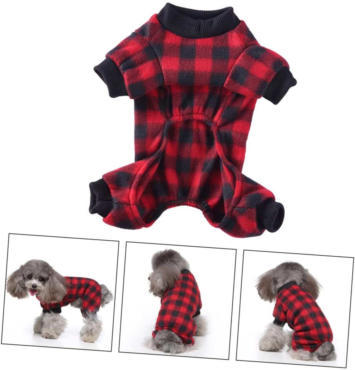 LIFKICH 1Pc Dog Pajamas Pet Winter Jacket Cat Outfits Cat Jacket Cat Dog Clothing Puppy Lattice Coats Lattice Dog Apparel Polyester Christmas Shirt Dog Outfits Pet Pajamas Pet Coat Animals & Pet Supplies > Pet Supplies > Dog Supplies > Dog Apparel LIFKICH   