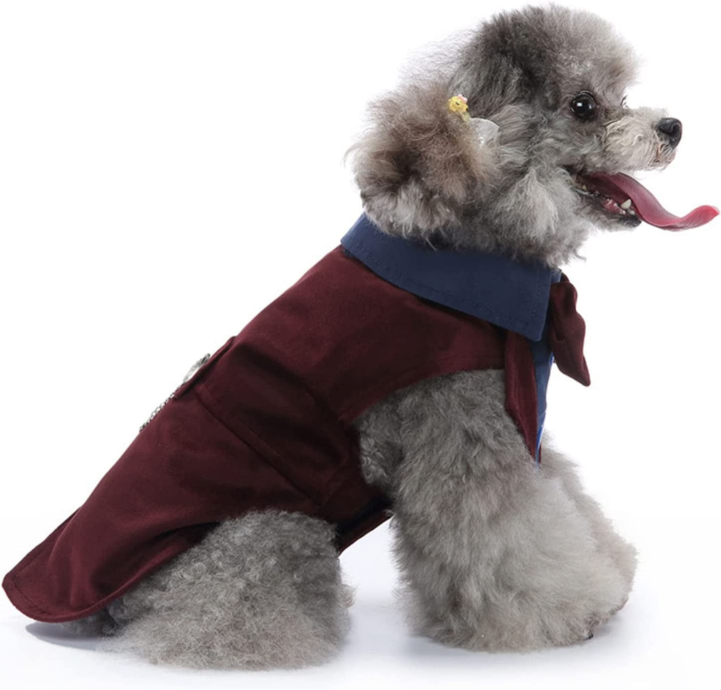 Pet Formal Clothes, Fashionable Exquisite Stitching Retro Cloth Button Humanized Design Dog Bow Tie Costume Polyester for Party (S) Animals & Pet Supplies > Pet Supplies > Dog Supplies > Dog Apparel UBEF   