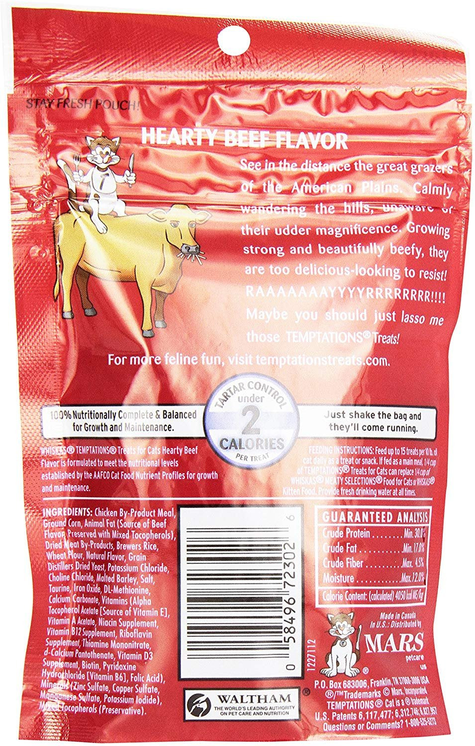 Temptations Classic Cat Treats - Hearty Beef - 3 Oz Animals & Pet Supplies > Pet Supplies > Cat Supplies > Cat Treats WHISKAS   