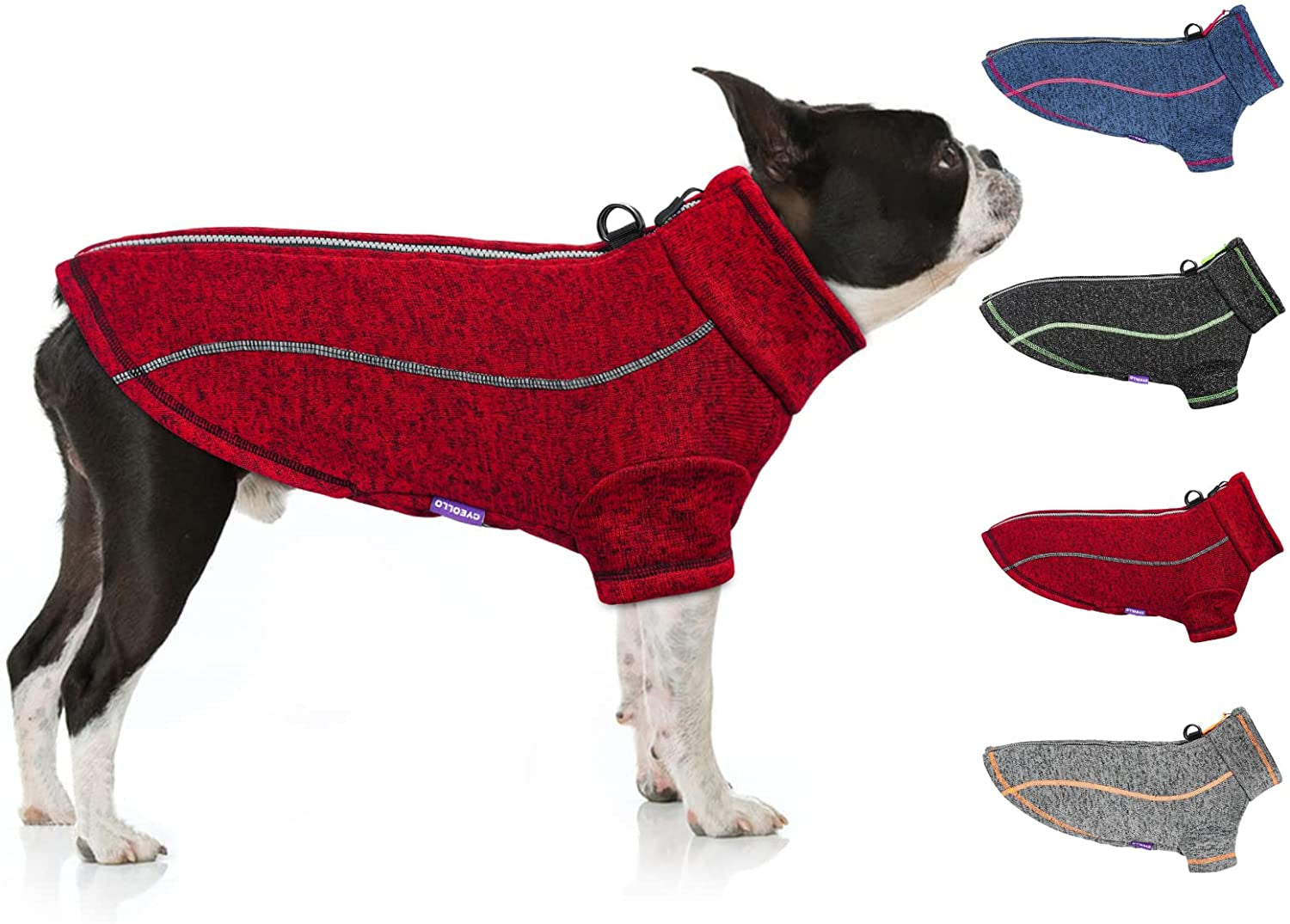 Cyeollo Dog Fleece Jacket Step in Reflective Dog Coats with D Ring Zipper up Dog Clothes Sweaters for Small Dogs Grey Animals & Pet Supplies > Pet Supplies > Dog Supplies > Dog Apparel cyeollo Red 2XL-Chest (25"-29") 