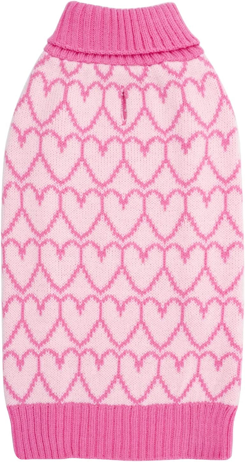 KYEESE Valentines Day Dog Sweaters Pink Heart Design Dog Sweaters with Leash Hole Pet Sweater Pet Clothes,M Animals & Pet Supplies > Pet Supplies > Dog Supplies > Dog Apparel kyeese 1#Heart (Pink) X-Large (19-27lbs) 