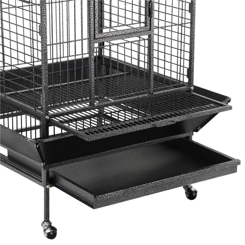 Extra Large Bird Cage with Rolling Stand, 3 Feeding Bowls and 2 Perches, Black Animals & Pet Supplies > Pet Supplies > Bird Supplies > Bird Cages & Stands Easyfashion   