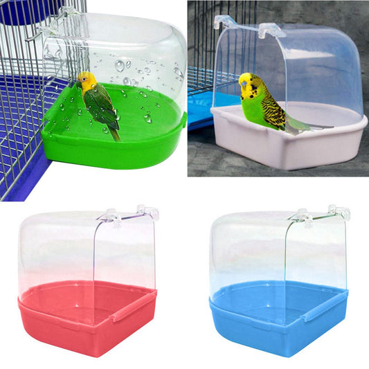 Walbest Transparent Bird Bath Box Bird Cage Accessory Bathing Parakeet Caged Bird Bathing Tub, for Pet Small Birds Canary Budgies Parrot Parakeet Finch Canary Parrot Lovebird Animals & Pet Supplies > Pet Supplies > Bird Supplies > Bird Cage Accessories Walbest Blue  