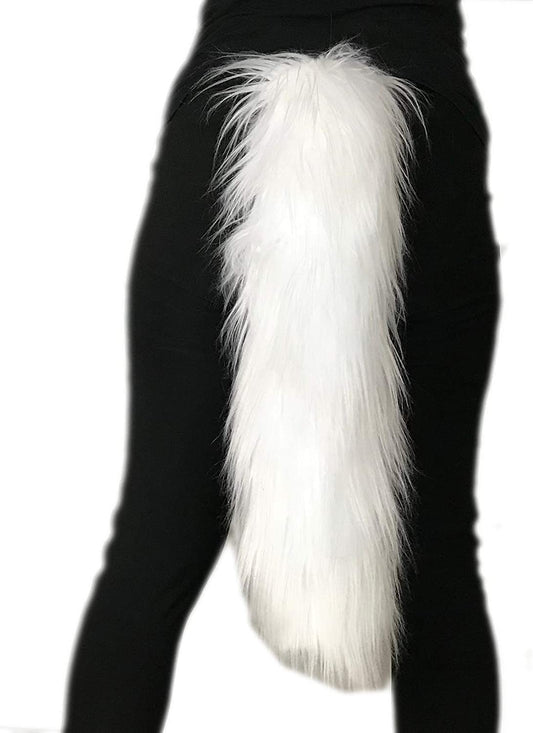Handmade Faux Fur Tail, Luxury Animal Super Soft Costume Accessory, Pet Play, Halloween Animals & Pet Supplies > Pet Supplies > Dog Supplies > Dog Apparel Bianna Creations White 20" 