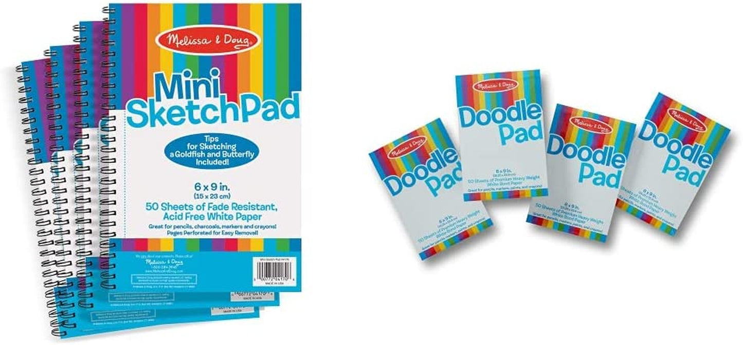 Melissa & Doug Mini-Sketch Spiral-Bound Pad (6 X 9 Inches) - 4-Pack - Sketch Book for Kids, Kids Drawing Paper, Drawing and Coloring Pads for Kids, Kids Art Supplies Animals & Pet Supplies > Pet Supplies > Dog Supplies > Dog Apparel Melissa and Doug Pad + Pad, 4-Pack  