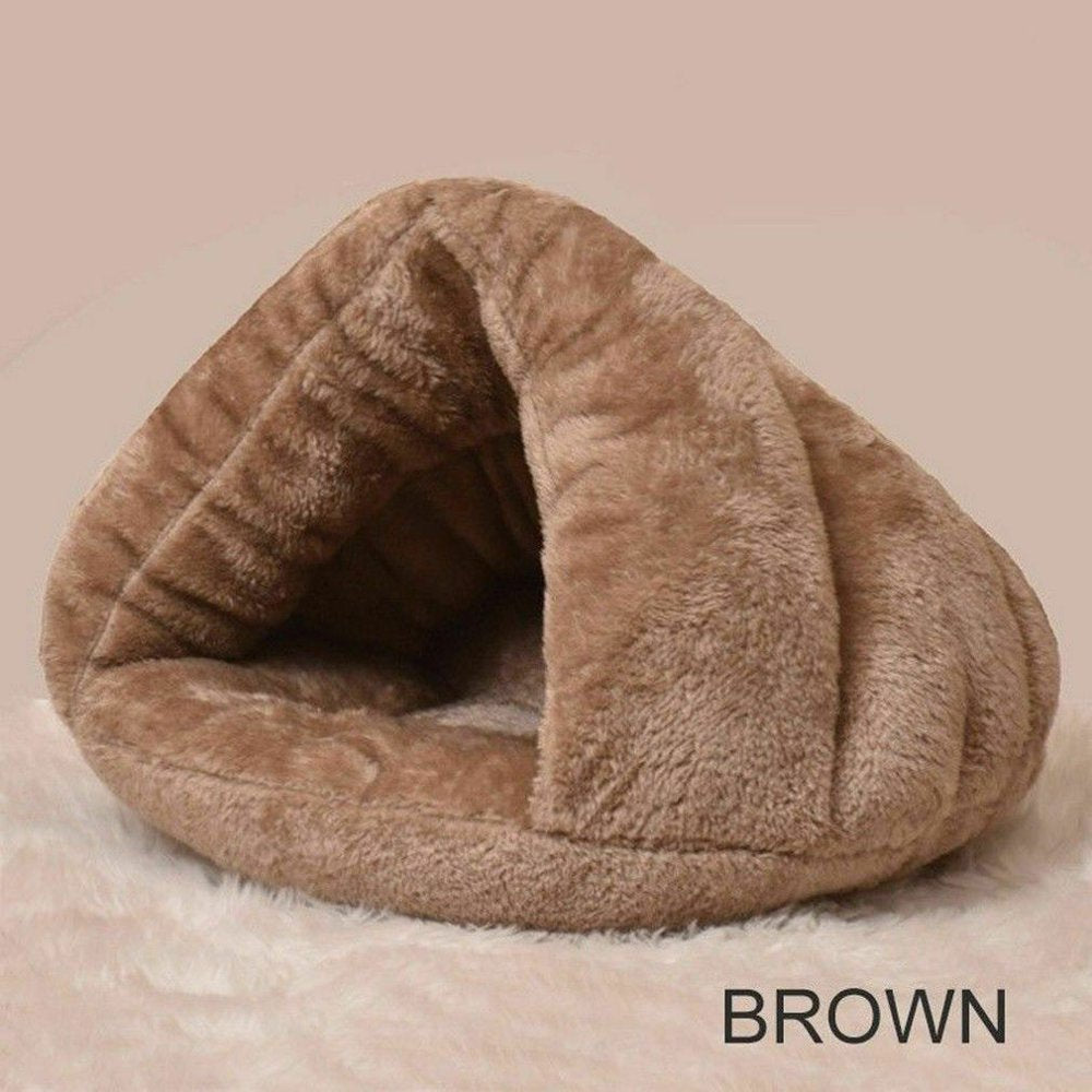 Cathery Pet Cat Dog Nest Bed Puppy Soft Plush Cotton Warm Cave House Sleeping Bag Mat Animals & Pet Supplies > Pet Supplies > Cat Supplies > Cat Beds Cathery Brown S 