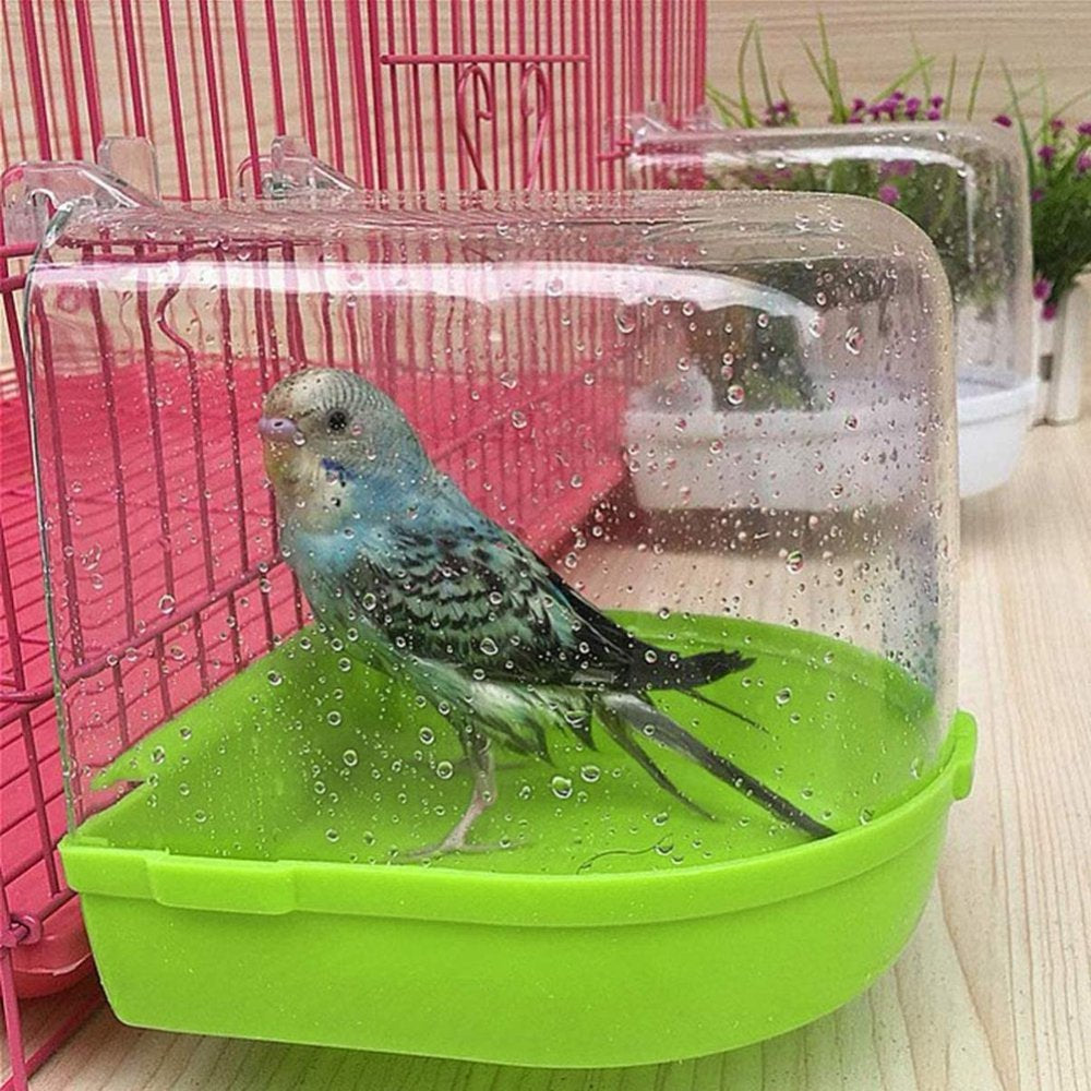 Bird Bath Box Bird Cage Accessory Supplies Bathing Parakeet Caged Bird Bathing Tub with Water Injector for Pet Small Birds Canary Budgies Parrot Parakeet Finch Canary Parrot Lovebird