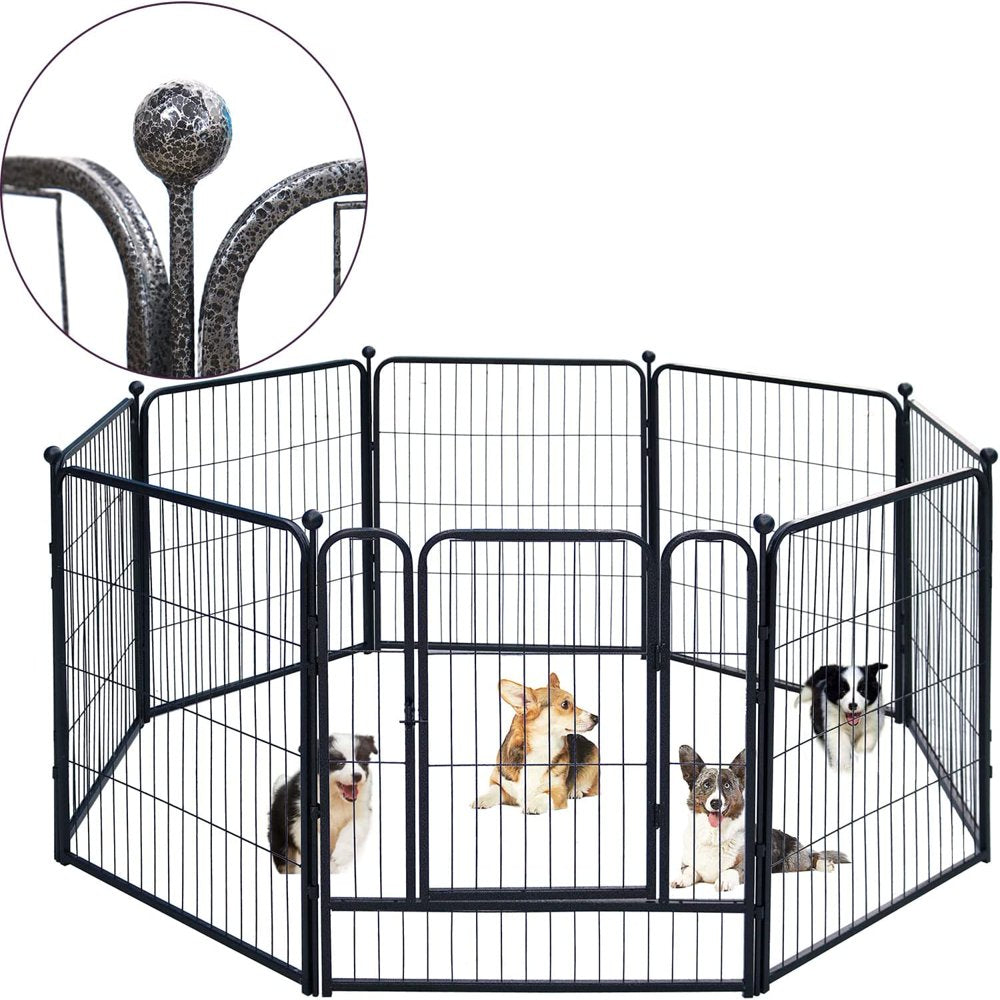 Dog Playpen,32 Inch Height in Heavy Duty,Folding Indoor Outdoor Dog Exercise Fence, Portable Pet Playpen with Door for Large Medium Dogs - Silver Gray Animals & Pet Supplies > Pet Supplies > Dog Supplies > Dog Kennels & Runs Generic   