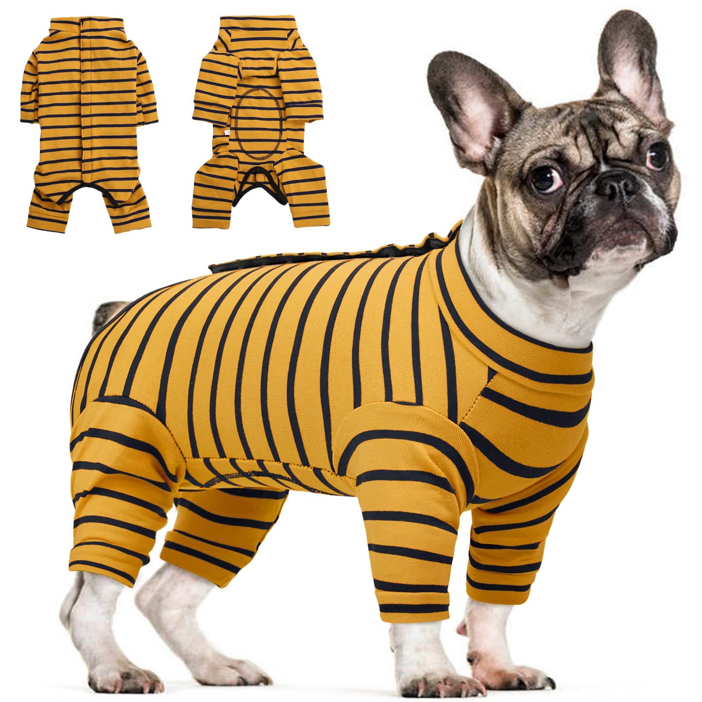 ROZKITCH Dog Onesie Recovery Suit, Puppy after Surgery Long Sleeve Shirt for Shedding Skin Disease Wound Protection, Pet Pajamas Anti-Licking Cone Alternative for Small Medium Cats Dogs Animals & Pet Supplies > Pet Supplies > Dog Supplies > Dog Apparel ROZKITCH L Yellow 