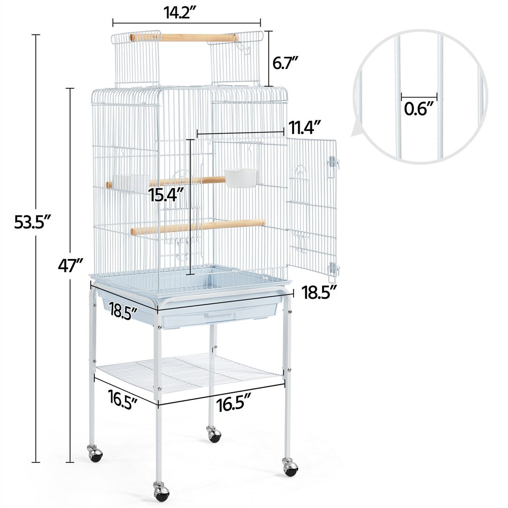 Topeakmart 53.5-Inch Open Top Metal Bird Cage with Detachable Rolling Stand, White Animals & Pet Supplies > Pet Supplies > Bird Supplies > Bird Cages & Stands Topeakmart   