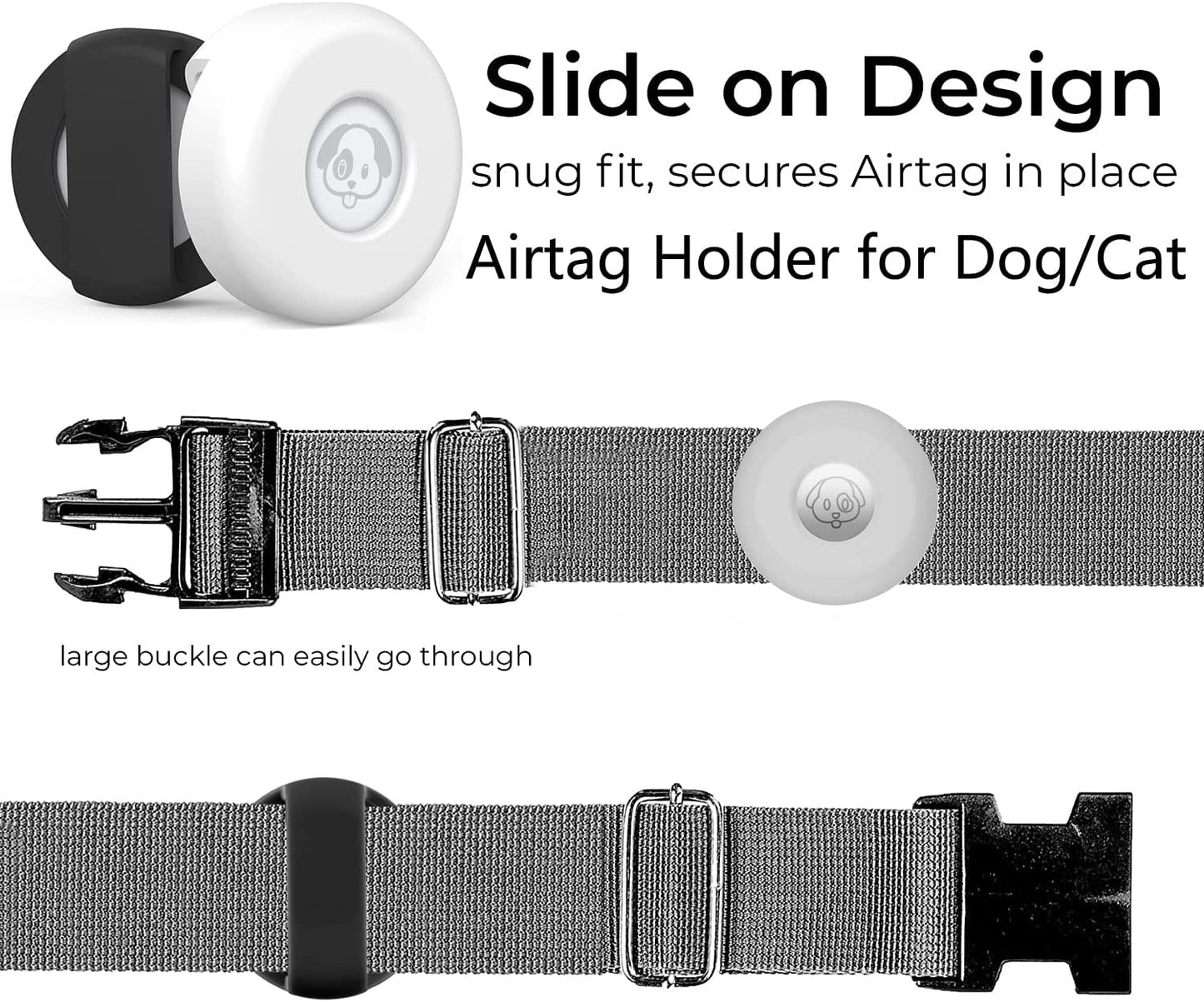 Airtag Dog Collar Holder [2 Pack] Silicone Waterproof Protective Air Tag Cat Collar Cover, Anti-Lost Locator Case for Apple Airtags Compatible with Pet Collars Loop Dogs Cats & Pets Accessories