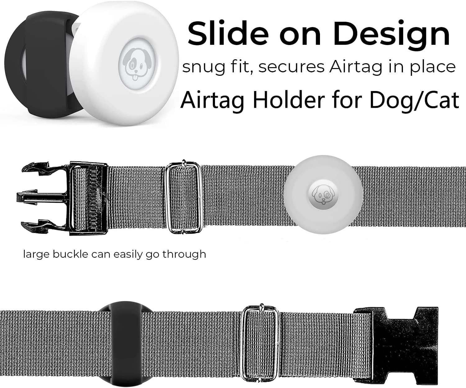 Airtag Dog Collar Holder [2 Pack] Silicone Waterproof Protective Air Tag Cat Collar Cover, Anti-Lost Locator Case for Apple Airtags Compatible with Pet Collars Loop Dogs Cats & Pets Accessories Electronics > GPS Accessories > GPS Cases PANZZDA   