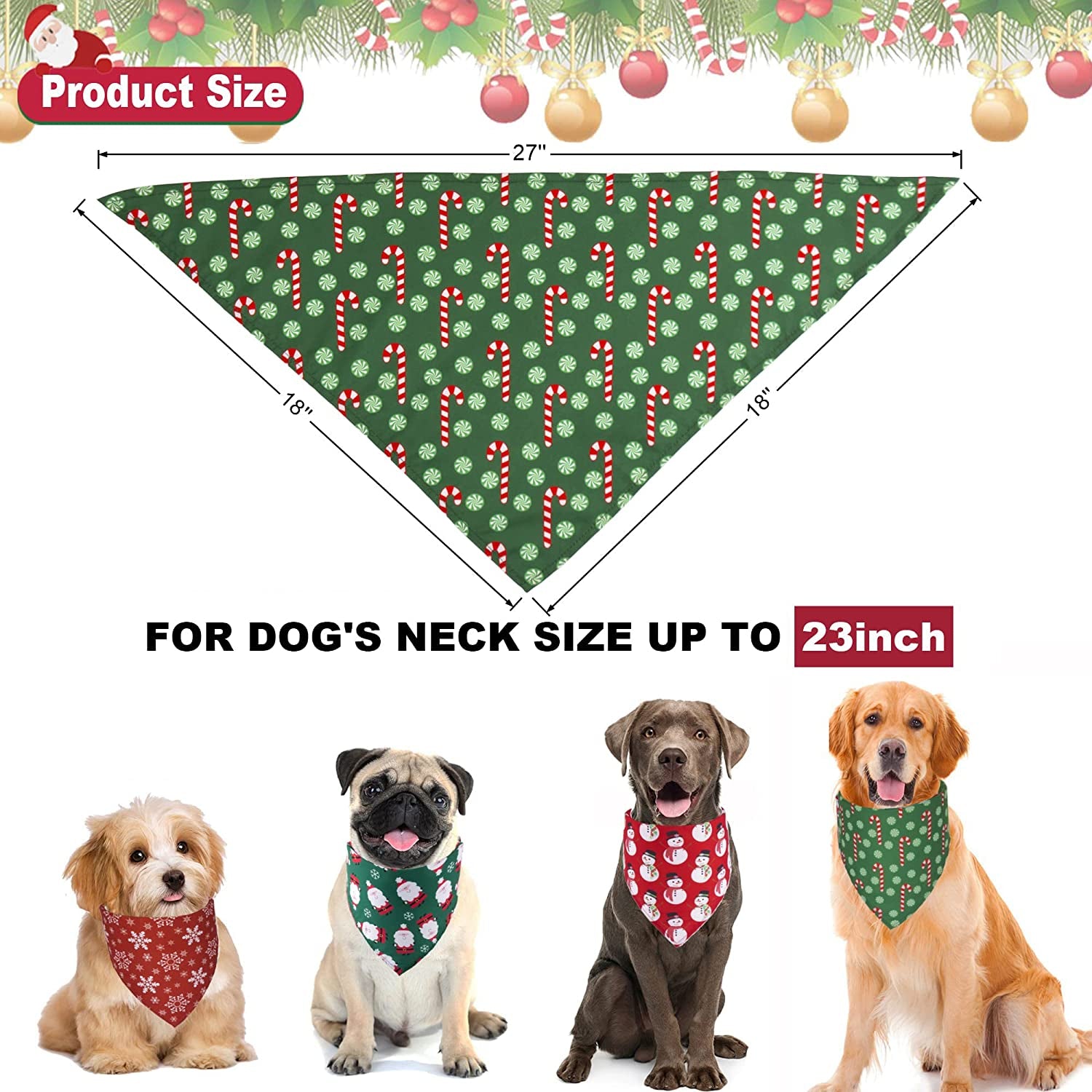 ADOGGYGO 4 Pack Dog Bandana Christmas Dog Scarf Bibs Kerchief Set Dog Christmas Costume Xmas Holiday Bandanas for Small Medium Large Dogs Cats Pets Animals & Pet Supplies > Pet Supplies > Dog Supplies > Dog Apparel ADOGGYGO   