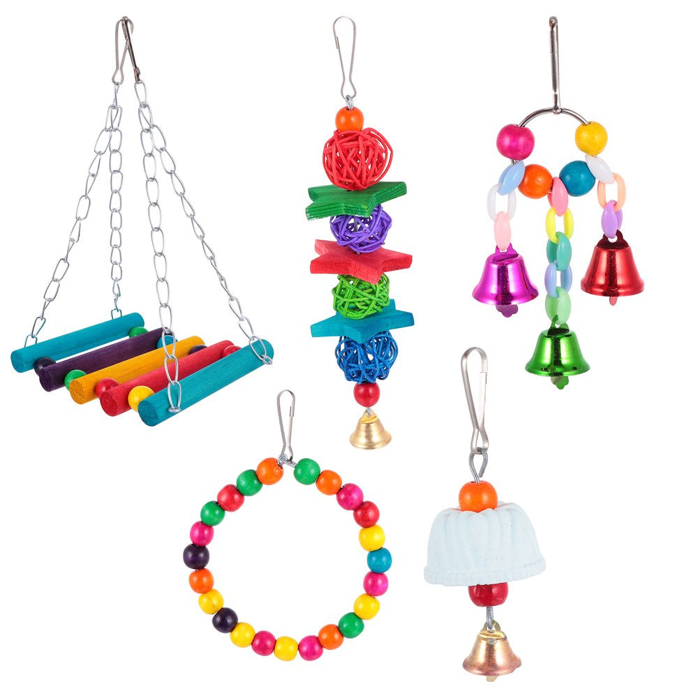 Frcolor Toys Parrot Bird Swing Wood Hanging Ladder Rope Perch Foraging Grey African Stand Parakeet Chewing Anchovies Hemp Cage Animals & Pet Supplies > Pet Supplies > Bird Supplies > Bird Ladders & Perches FRCOLOR   