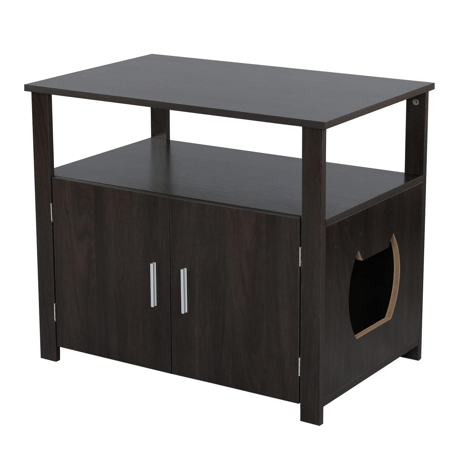 Dicoly 30 Inches Wooden Cat Litter Box Enclosure Furniture with Adjustable Interior Wall & Large Tabletop for Nightstand, Furniture Large Box House with Table Animals & Pet Supplies > Pet Supplies > Cat Supplies > Cat Furniture Dicoly   