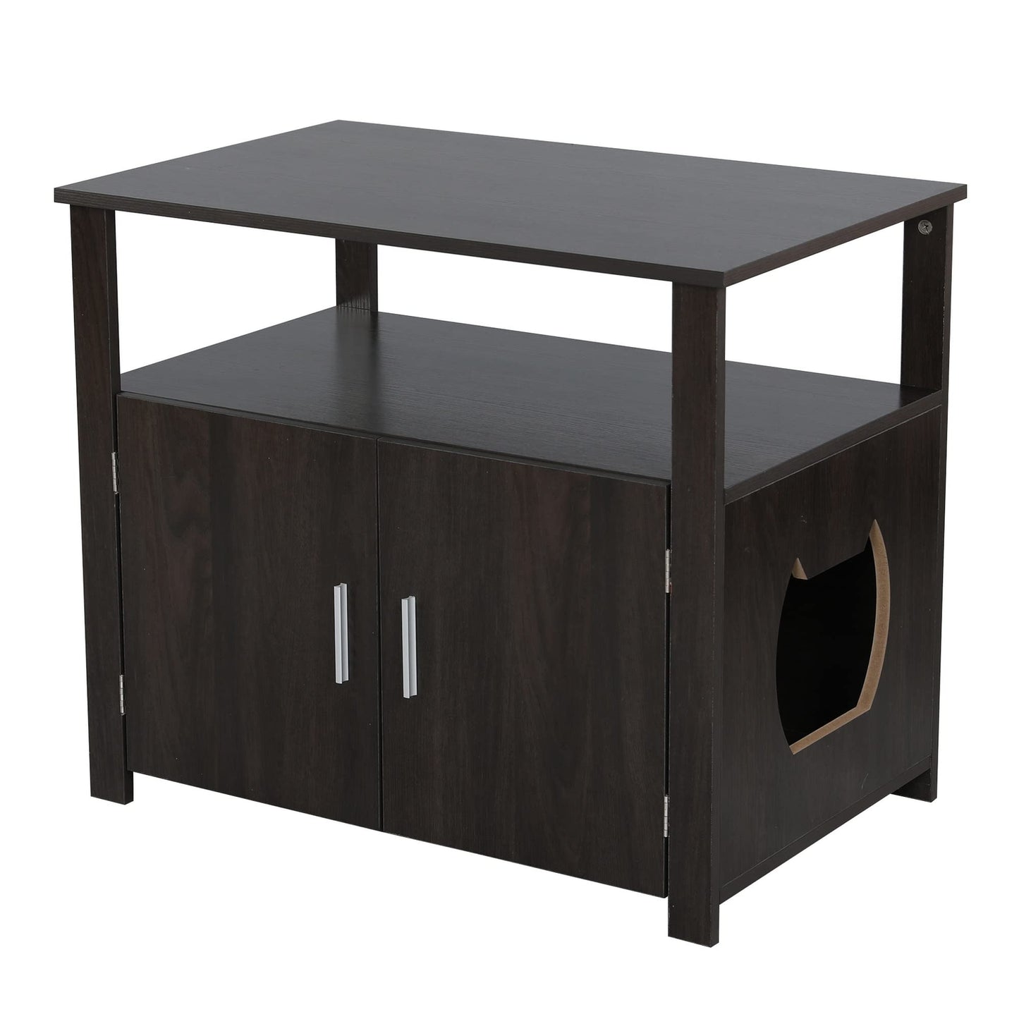Dicoly 30 Inches Wooden Cat Litter Box Enclosure Furniture Table Wooden Cat Litter Box Enclosure Furniture with Adjustable Interior Wall Large Tabletop for Nightstand Animals & Pet Supplies > Pet Supplies > Cat Supplies > Cat Furniture Dicoly   