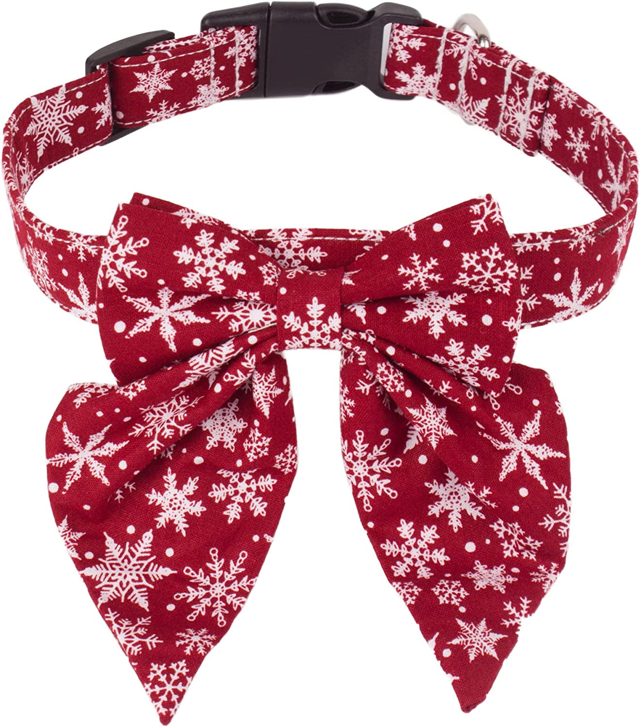 ADOGGYGO Christmas Dog Collar with Bow, Adjustable Cotton Red Bowtie Dog Christmas Collars for Small Medium Large Dogs Pets (Large, Black & Red) Animals & Pet Supplies > Pet Supplies > Dog Supplies > Dog Apparel ADOGGYGO Red Large 