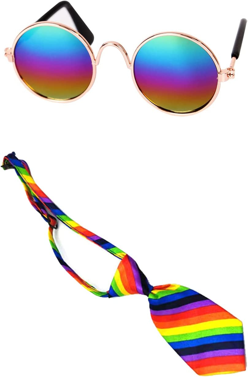 Pet LGBTQ Gay Lesbian Pride Rainbow Accessory Set,Include Gay Pride Rainbow Bandanas and Pet Sunglasses for Gay Pride Festivals Animals & Pet Supplies > Pet Supplies > Dog Supplies > Dog Apparel yunchong   