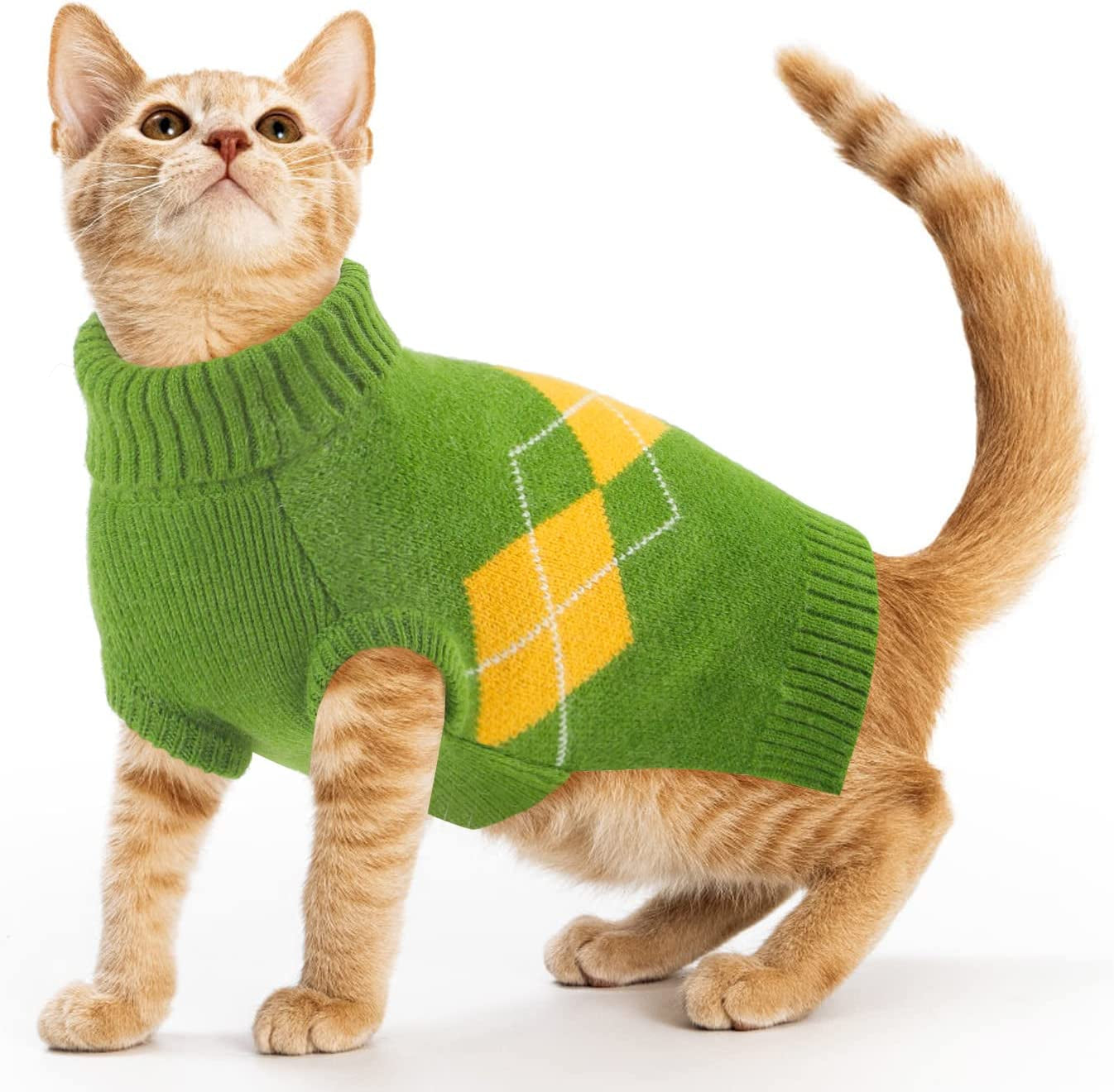 ALAGIRLS Winter Dog Sweater Warm Puppy Clothes,Classic Turtleneck Plaid Cat Sweater,Pullover Christmas Holiday Pet Outfits Apparel for Large Dogs,Pink L Animals & Pet Supplies > Pet Supplies > Dog Supplies > Dog Apparel ALA Green Medium 