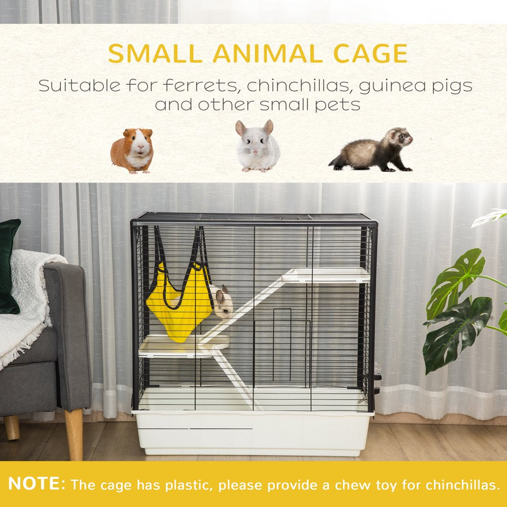 Pawhut Small Animal Cage Habitat Indoor Pet Play House for Guinea Pigs Ferrets Chinchillas, with Accessories Hammock Water Bottle Balcony Ramp Food Dish, 31.5"X19"X30.75", Yellow Animals & Pet Supplies > Pet Supplies > Small Animal Supplies > Small Animal Habitats & Cages Aosom LLC   