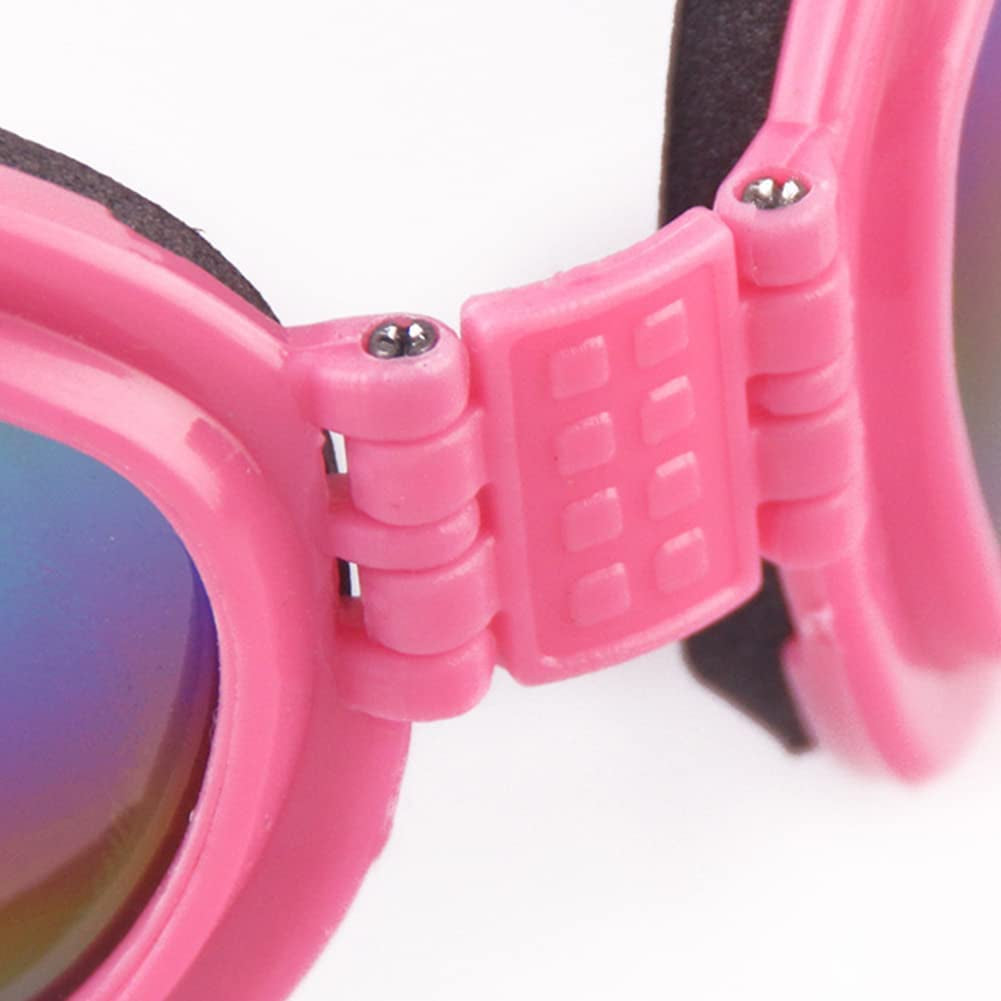 Mekek Pet Dog Sunglasses Summer Windproof Foldable Sunscreen Anti-Uv Goggles Eye Wear UV Protection Doggy Goggles Adjustable Pet Supplies Pink One Size Animals & Pet Supplies > Pet Supplies > Dog Supplies > Dog Apparel Mekek   