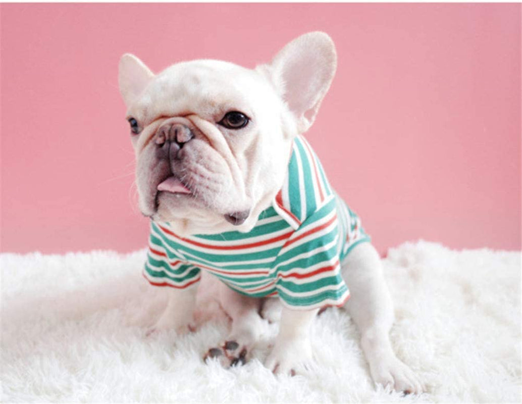 XIHAROOM Dog Stretch Cotton Striped Tshirt for Small Medium Dogs,Dog Two-Legged Pull-On Sweatshirt Pajamas(Green Stripe,S) Animals & Pet Supplies > Pet Supplies > Dog Supplies > Dog Apparel XIHAROOM   