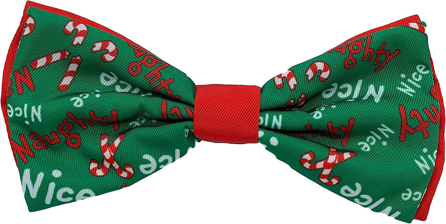 H&K Bow Tie for Pets | Naughty & Nice (Extra-Large) | Christmas Holiday Velcro Bow Tie Collar Attachment | Fun Bow Ties for Dogs & Cats | Cute, Comfortable, and Durable | Huxley & Kent Bow Tie Animals & Pet Supplies > Pet Supplies > Dog Supplies > Dog Apparel Huxley & Kent Small  