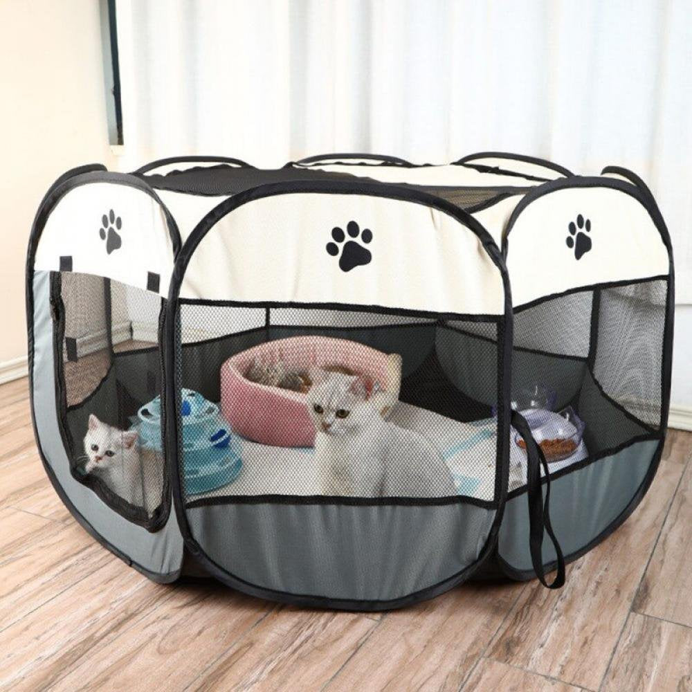 Elaydool Portable Pet Cage Folding Pet Tent Outdoor Dog House Octagon Cage for Cat Indoor Playpen Puppy Cats Kennel Delivery Room Animals & Pet Supplies > Pet Supplies > Dog Supplies > Dog Houses Elaydool   