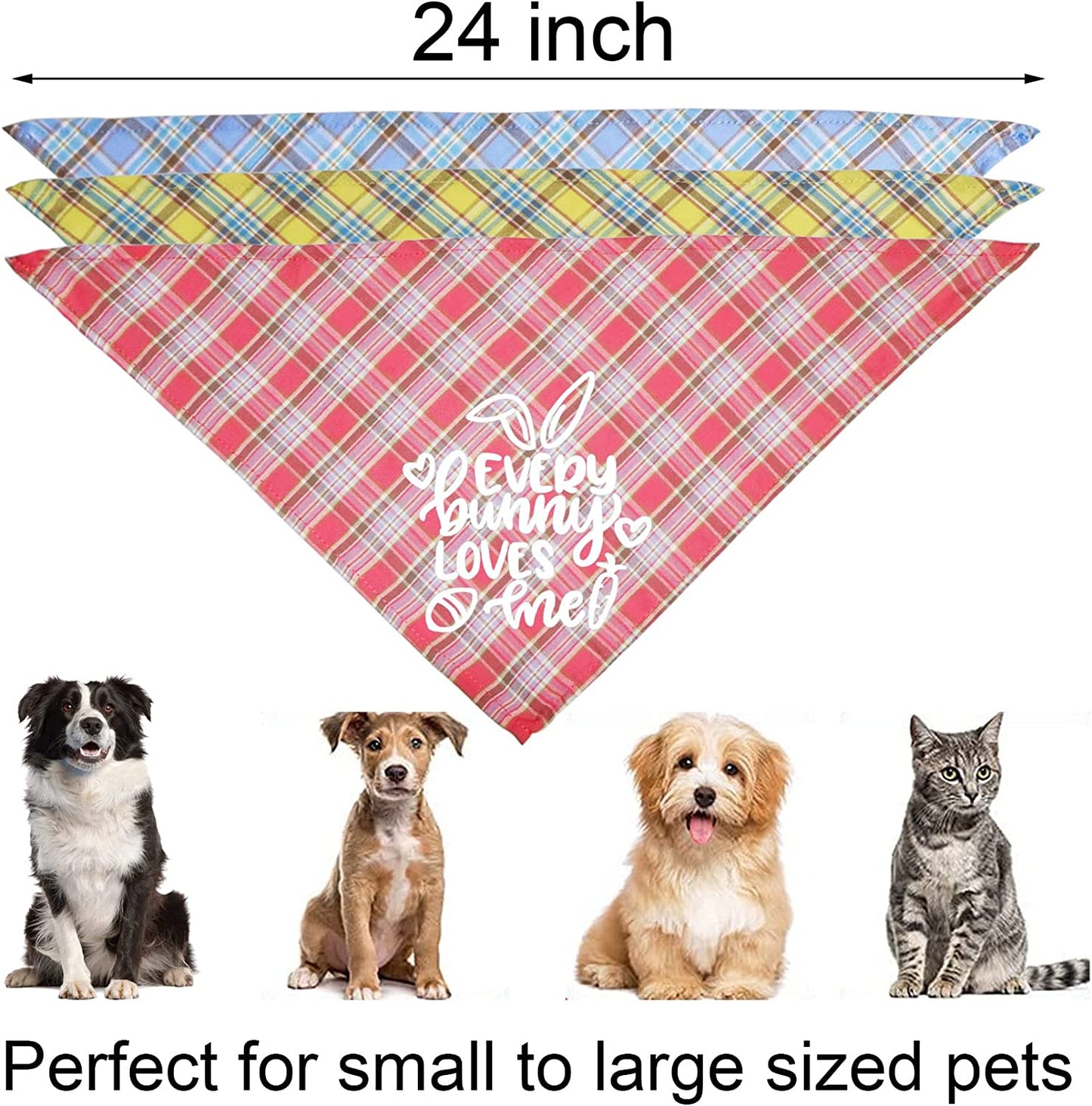 JOTFA Easter Dog Bandanas, Plaid Dog Puppy Easter Bandana Scarf for Small Medium Large Dogs Pets (Pink & Yellow & Light Blue) Animals & Pet Supplies > Pet Supplies > Dog Supplies > Dog Apparel JOTFA   