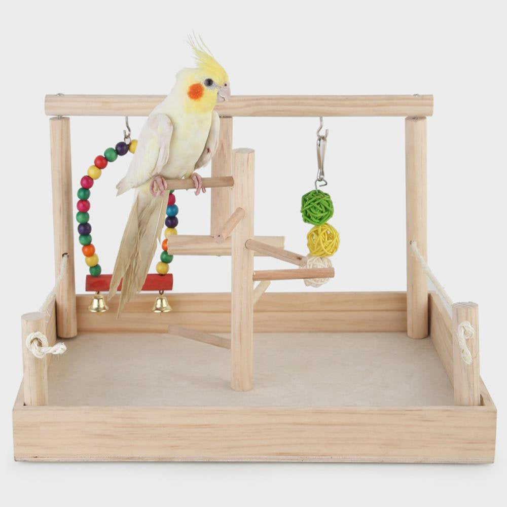 Parrot Playstand Bird Play Stand Cockatiel Playground Wood Perch Gym Playpen Ladder with Feeder Cups Toys Exercise Play Animals & Pet Supplies > Pet Supplies > Bird Supplies > Bird Gyms & Playstands Hardlegix   