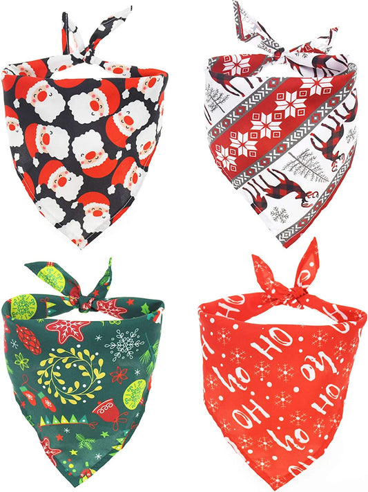 Chngeary Christmas Dog Bandana 4 Pack - Christmas Bandana Soft Pet Triangle Bibs Scarf Dog Accessories for Small Medium Large Dog Animals & Pet Supplies > Pet Supplies > Dog Supplies > Dog Apparel Changeary   