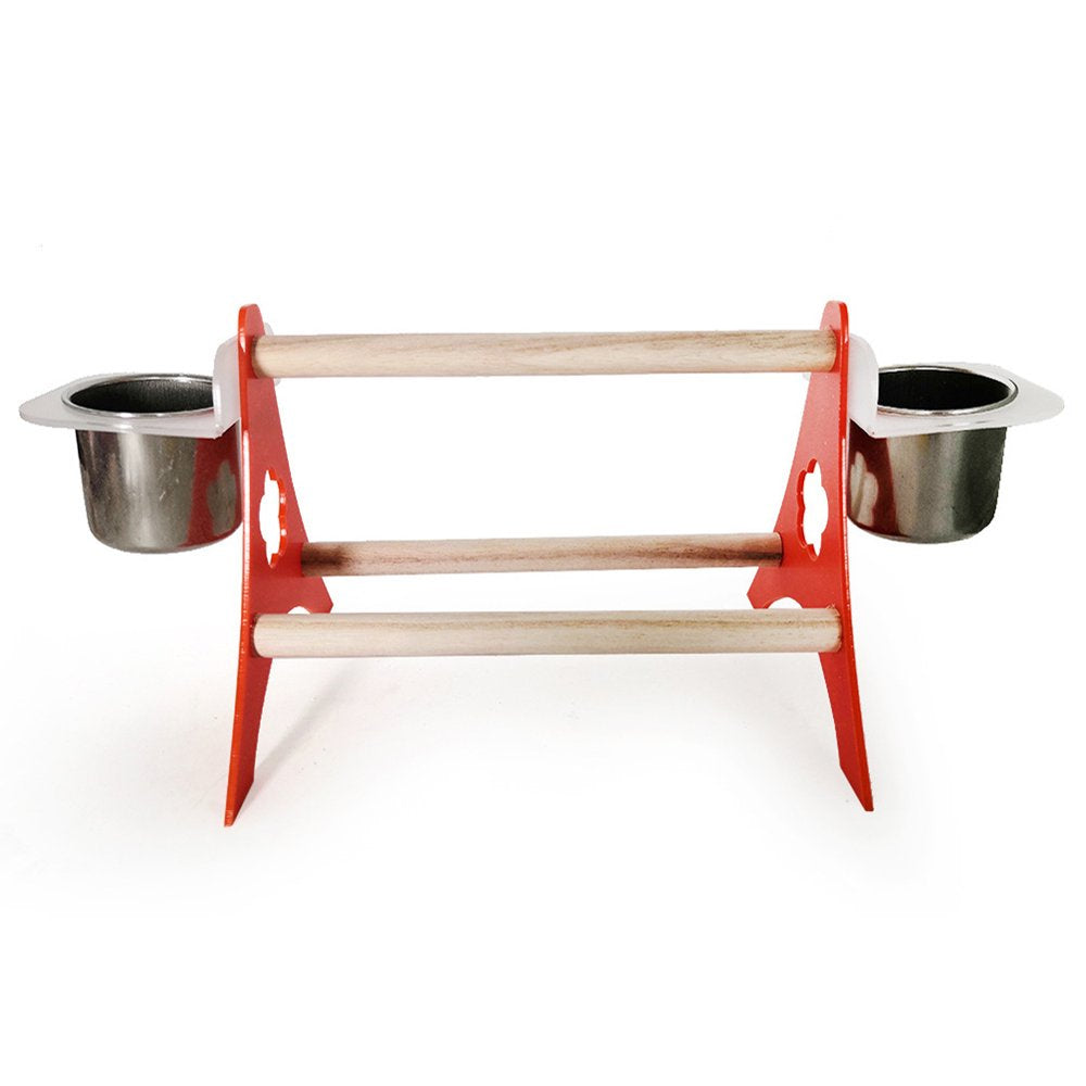 SPRING PARK Bird Play Stands with Feeder Cups Dishes, Tabletop Tripod Parrot Perch Shelf, Wood Playstand Portable Training Playground, Bird Cage Toys Accessories Animals & Pet Supplies > Pet Supplies > Bird Supplies > Bird Cage Accessories SPRING PARK   