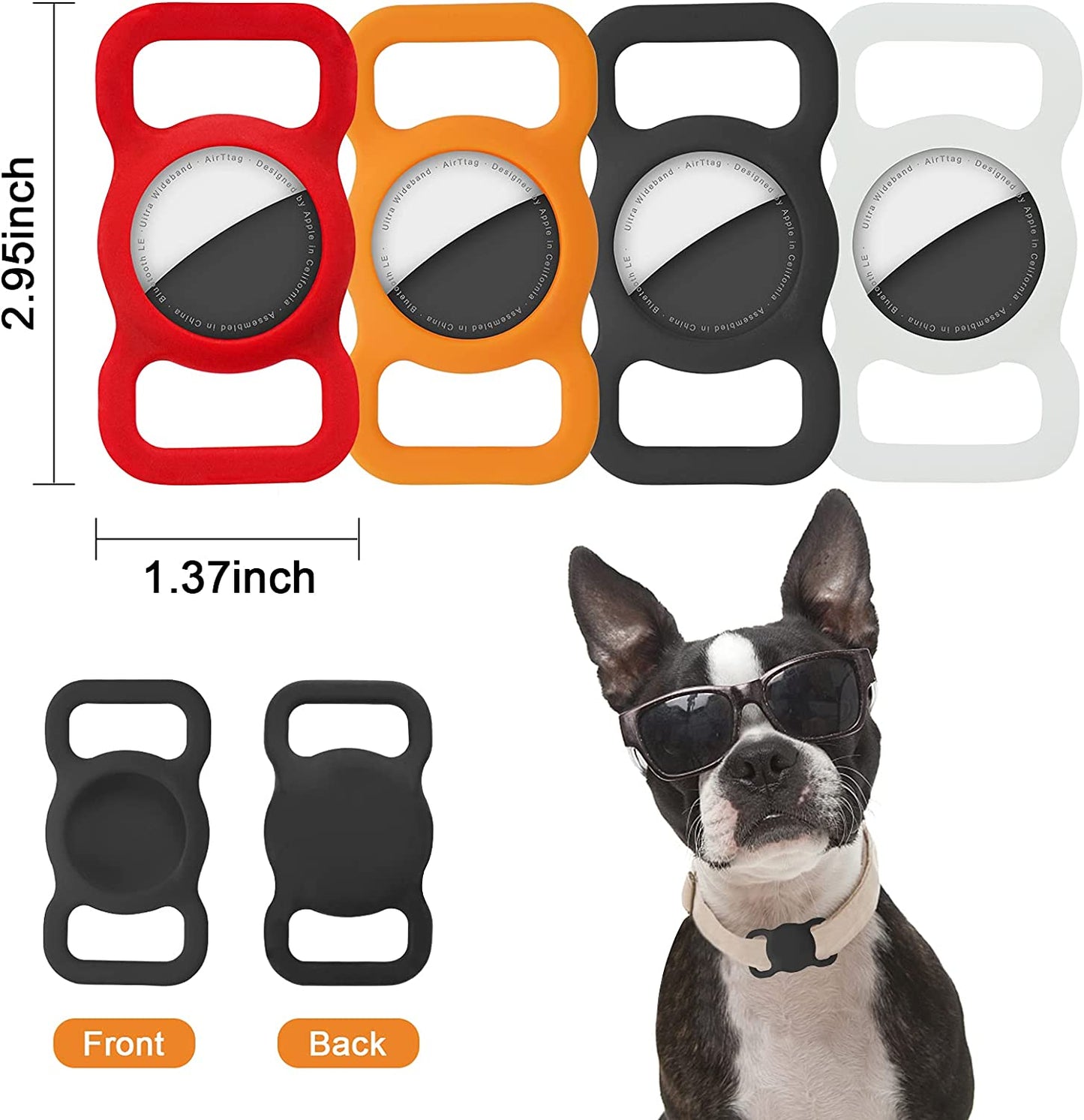 Silicone Airtag Holder for Dog Collar, 7 Pack Durable Airtags Case, Adjustable Cat Air Tag Collar Cover, for Pet Tracker Tags (Colorful)