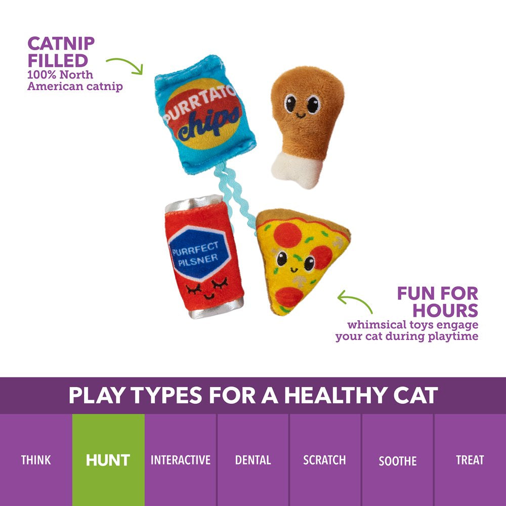 Vibrant Life Pizza Purty Plush Catnip Filled Cat Toys for Cats and Kittens, 4 Pack Animals & Pet Supplies > Pet Supplies > Cat Supplies > Cat Toys Vibrant Life   