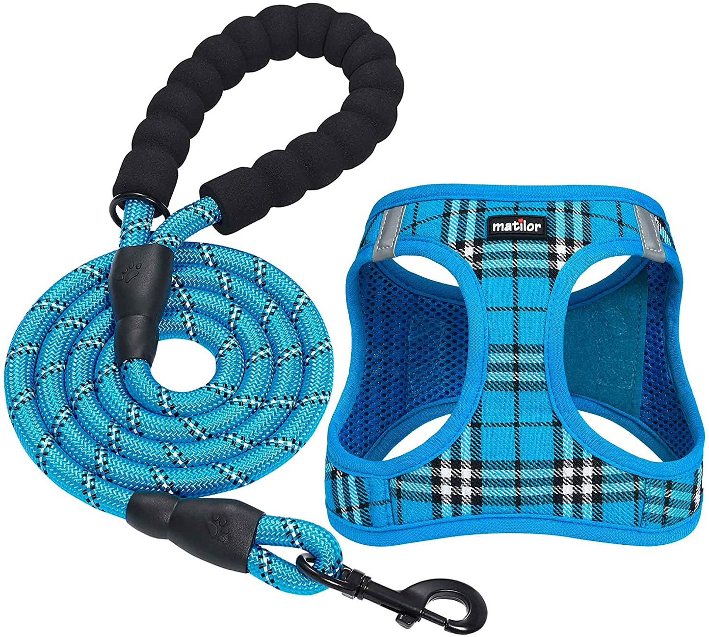 Matilor Dog Harness Step-In Breathable Puppy Cat Dog Vest Harnesses for Small Medium Dogs Animals & Pet Supplies > Pet Supplies > Dog Supplies > Dog Apparel matilor Blue Plaid M (Chest 13.5''-16.5'', Weight 10-15 lb) 