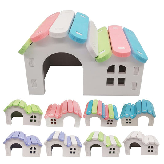 Meidiya Hamster Hideout Wooden Gerbil House,Rainbow Bridge Mouse Sports Toy Hamster Cage Accessories for Small Animal Habitat Hamster Guinea-Pig Hedgehog Squirrel Animals & Pet Supplies > Pet Supplies > Small Animal Supplies > Small Animal Habitats & Cages Meidiya Purple White  