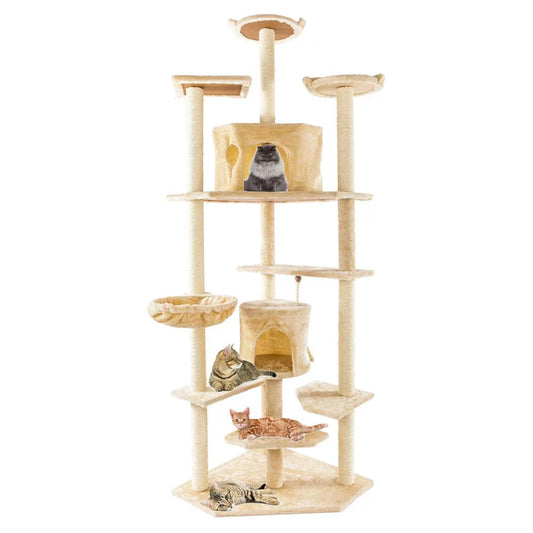 Ktaxon 80'' Height Cat Tree Play House Tower Condo Scratch Post Protect Your Furniture Beige Animals & Pet Supplies > Pet Supplies > Cat Supplies > Cat Furniture KOL PET   