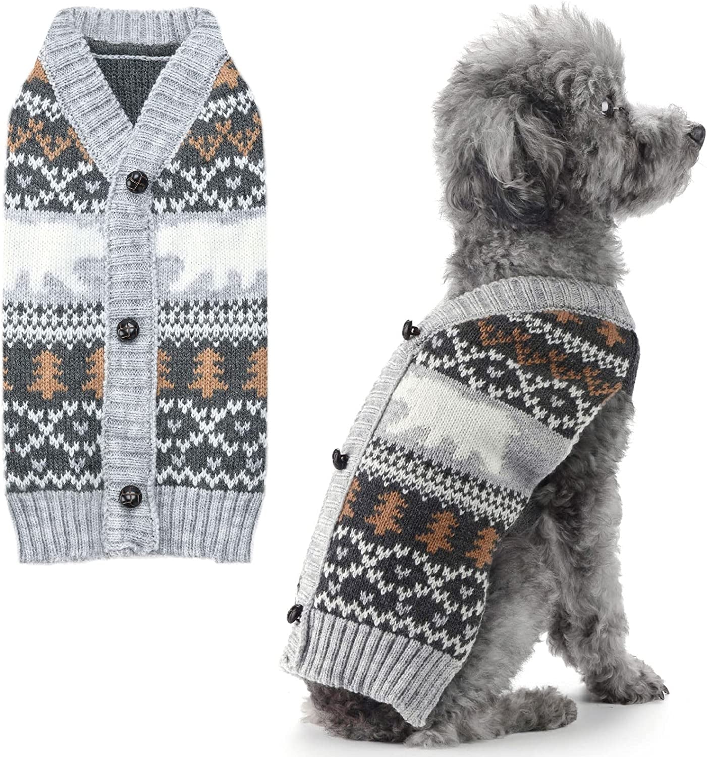 PETCARE Dog Christmas Sweater Costume Cute Ugly Funny Brown Reindeer Christmas Sweater for Dogs Cats Clothes Warm Fall Winter Holiday Pullover Outfits Vest for Small Medium Large Dogs Puppy Xmas,M Animals & Pet Supplies > Pet Supplies > Dog Supplies > Dog Apparel PETCARE Grey Bear L (Suggest 15-30 lbs) 