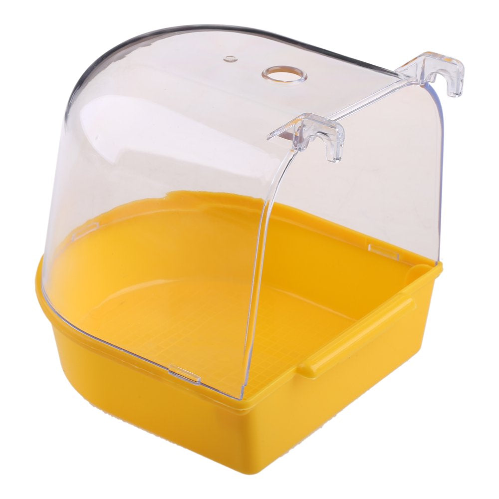 Pet Bird Bath Box Parrot Bathing Tub Cage Accessories for Parakeet Canary Conure Animals & Pet Supplies > Pet Supplies > Bird Supplies > Bird Cage Accessories YMILEMY Yellow  