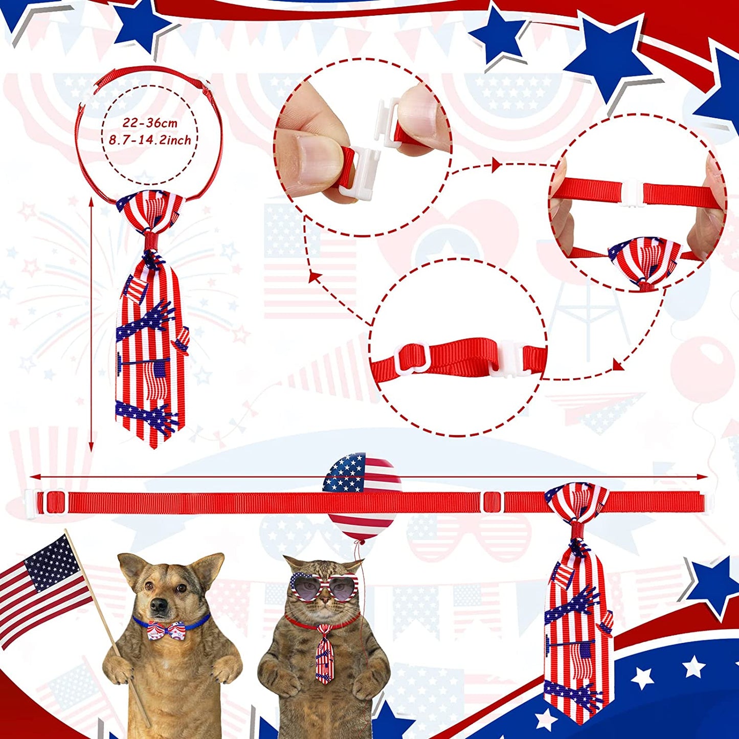 32 Pcs Independence Day Dog Bow Set Includes 16 Pieces 4Th of July Dog Bow Ties and 16 Pieces Dog Neckties with Adjustable Collar Pet Grooming Accessories for Patriotic Dogs Cats (Star Style) Animals & Pet Supplies > Pet Supplies > Dog Supplies > Dog Apparel Saintrygo   