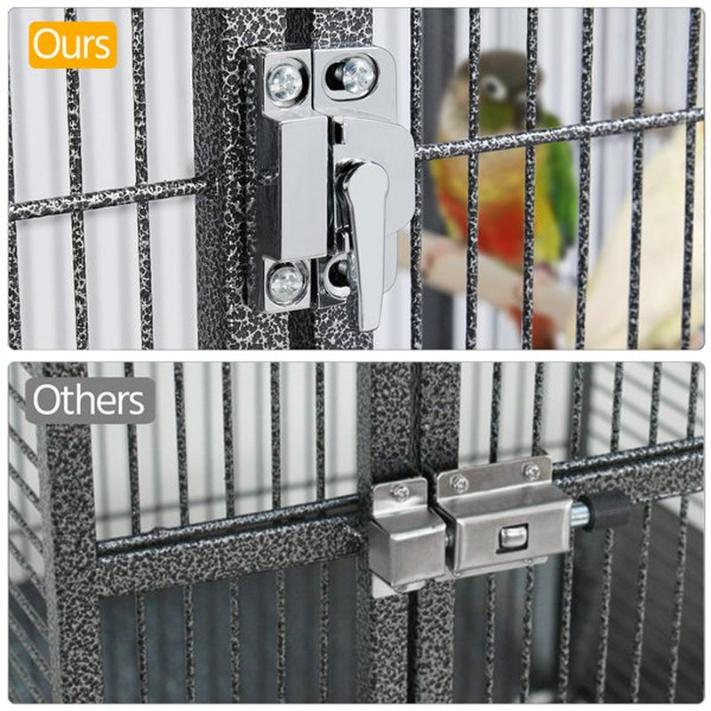 Topeakmart Stackable Metal Wide Bird Cage Divided Bird Breeder Cage with Rolling Stand for Finch Canaries Parakeets Cockatiels Budgies Black Animals & Pet Supplies > Pet Supplies > Bird Supplies > Bird Cages & Stands Topeakmart   