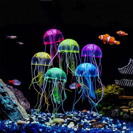 6Pcs Multi-Color Jellyfish Aquarium Decorations Glowing Glowing Jellyfish Fish Tank Decorations Silicone Artificial Ornament Animals & Pet Supplies > Pet Supplies > Fish Supplies > Aquarium Decor Kabuer   