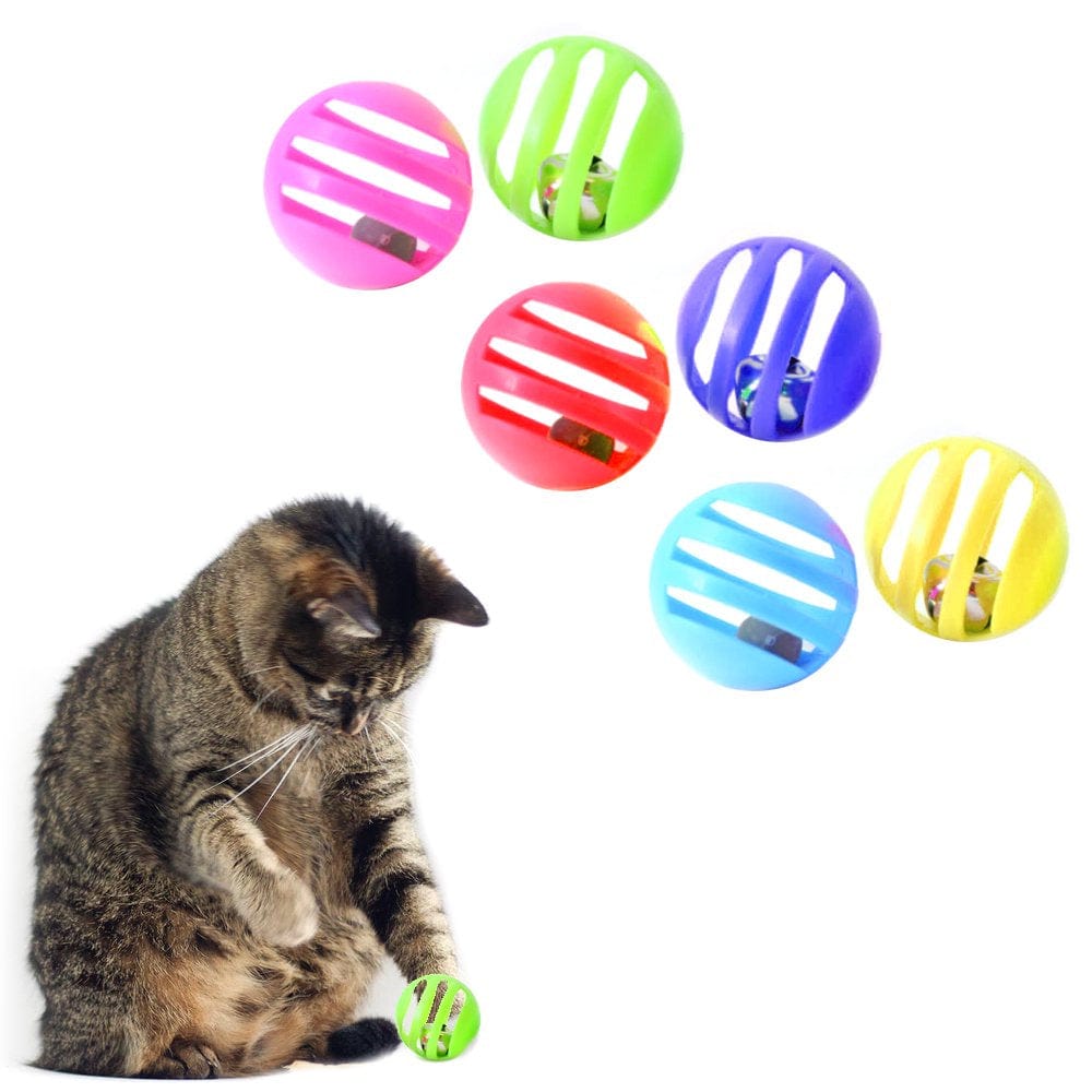6X Plastic Balls W/ Bells Cat Toys Kitten Puppy Chase round Play Rattle Colorful Animals & Pet Supplies > Pet Supplies > Cat Supplies > Cat Toys KOLE IMPORTS   