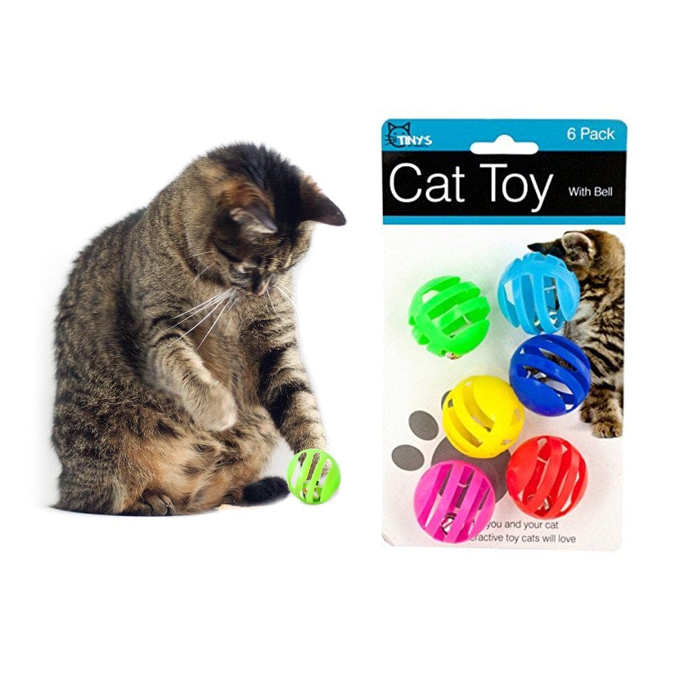 6X Plastic Balls W/ Bells Cat Toys Kitten Puppy Chase round Play Rattle Colorful Animals & Pet Supplies > Pet Supplies > Cat Supplies > Cat Toys KOLE IMPORTS   